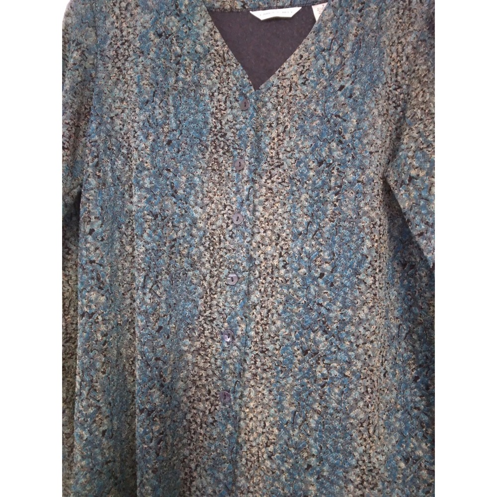 Laura Ashley women's blazer textured blue and black pattern button front Sz.S